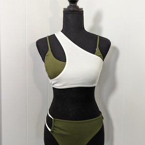 High-Waisted Two-Tone Bikini Set